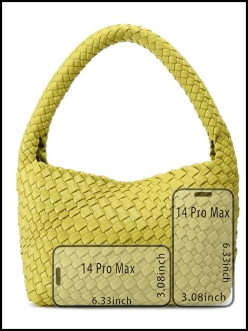 Women's Woven Vegan Leather Hobo Shoulder Bag Tote, Small